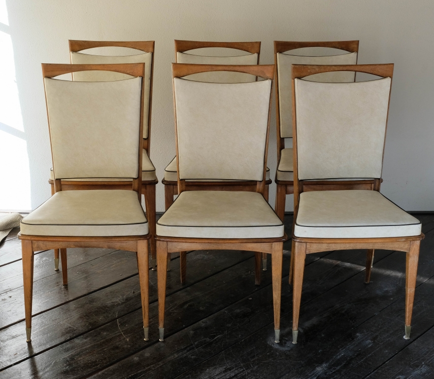 Set di 6 sedie in ecopelle, anni '50, Italia