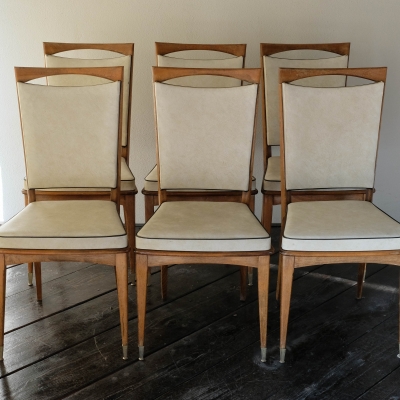 Set di 6 sedie in ecopelle, anni '50, Italia